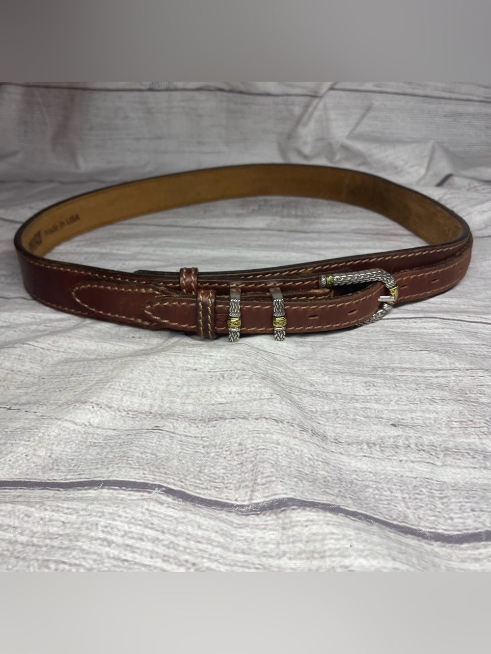Duluth Trading 38” Genuine Brown Leather Western Ranger Belt Made in USA
